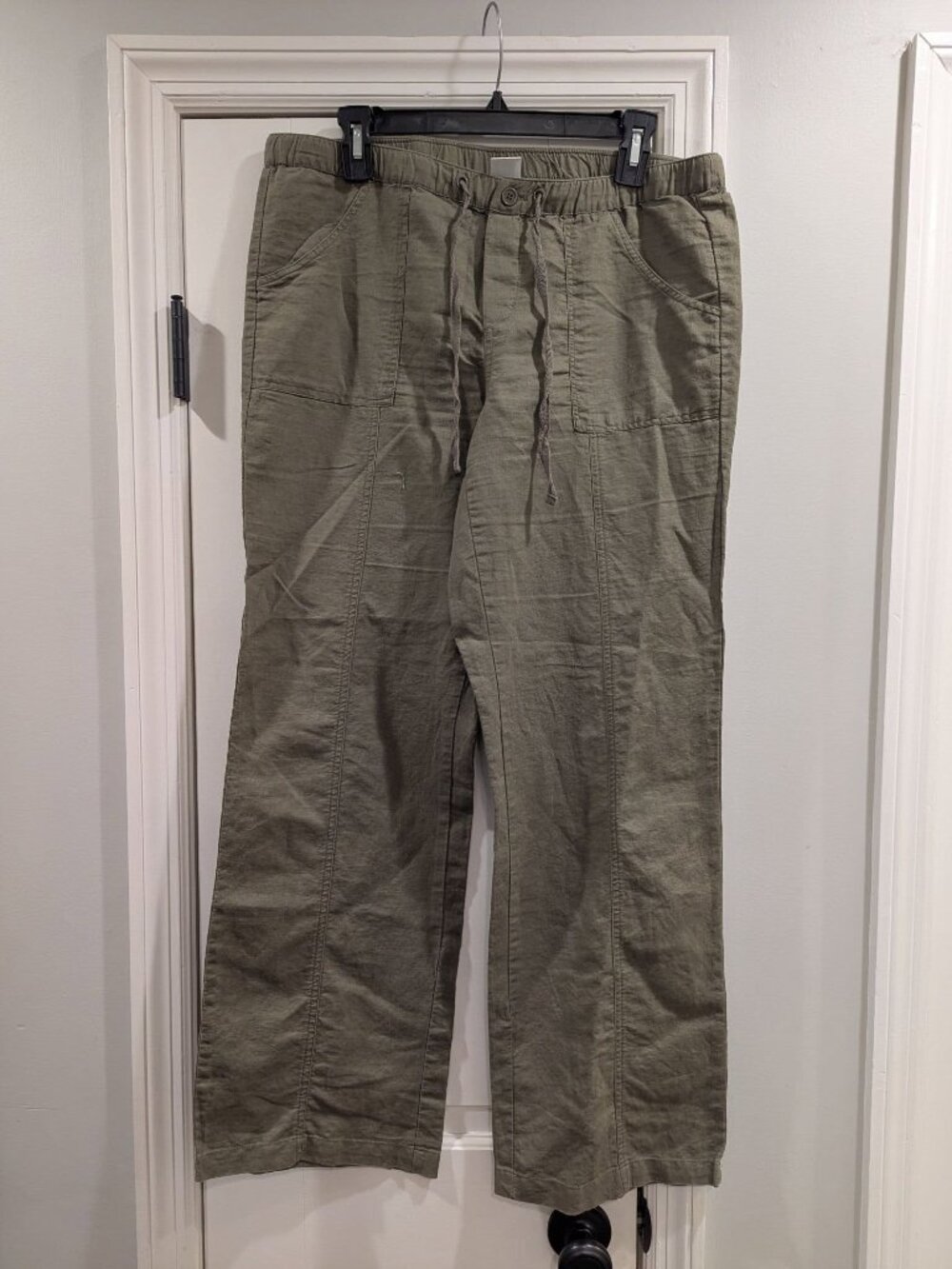 NY&Co army green M linen/cotton blend pants trousers